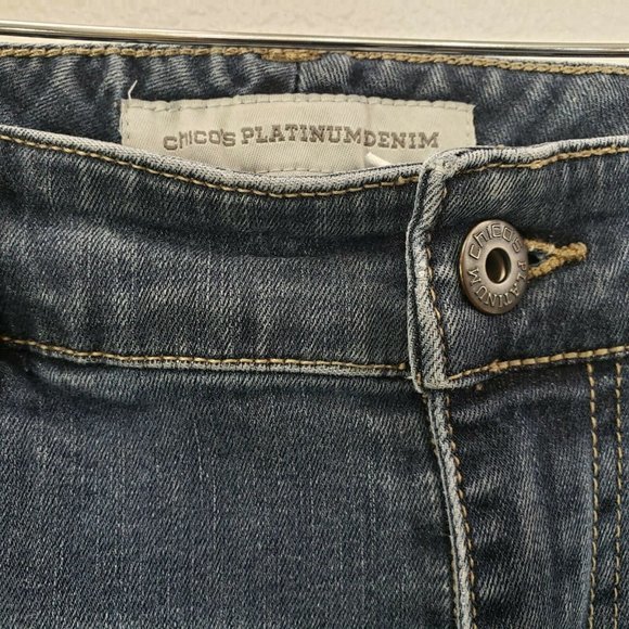 Chico's Jeans Platinum Denim Ultimate Fit Slim Leg Ankle Crop Size 0 29x27‎ Blue - Picture 7 of 11